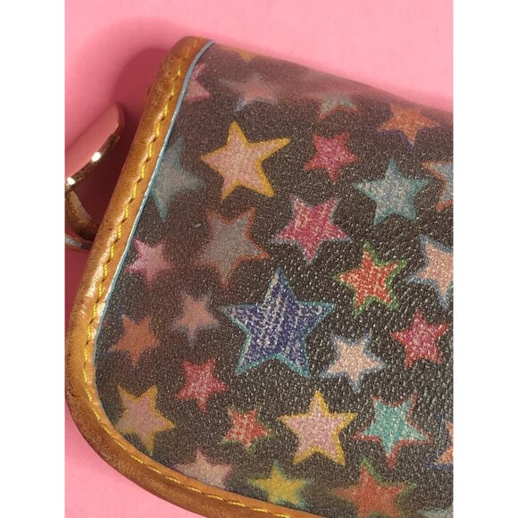 Y2K 2000s DOONEY and BOURKE Rainbow STAR. Celestial. Black. Coated Canvas Wallet - Picture 4 of 10